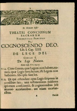 Theatri Concionum Sacrarum Theoretico-Practici De Cognoscendo Deo. Lib. I.