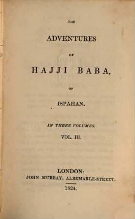 The adventures of Hajji Baba, of Ispahan : in three volumes, 3