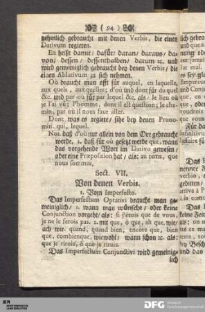 Sect. VII. Von denen Verbis.