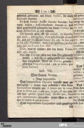 Sect. VII. Von denen Verbis.