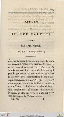 Oeuvre de Joseph Caletti dit Cremonese