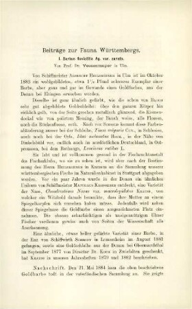 Beiträge zur Fauna Württembergs