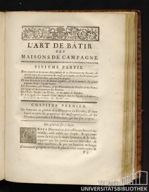 L'Art de Bâtir des Maisons Campagne. Sixieme Partie.