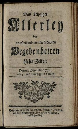 Den 24 Decembr. 1754. Zwey und funftzigstes Stück.