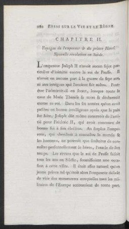 Chapitre II. Voyages de l'empereur & du prince Henri. Nouvelle révolution en Suède