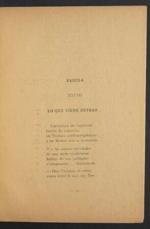 Fábula XXVIII - Lo que viene detrás...