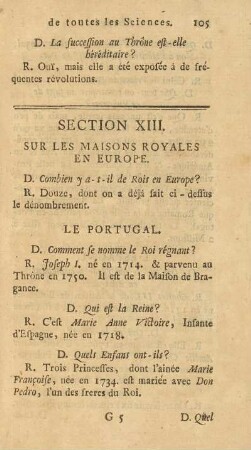 Section XIII. Sur Les Maisons Royales En Europe