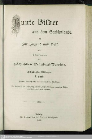 1: Bunte Bilder aus dem Sachsenlande : für Jugend und Volk