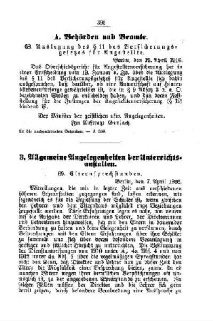Elternsprechstunden : [B. Allgemeine Angelegenheiten der Unterrichtsanstalten]