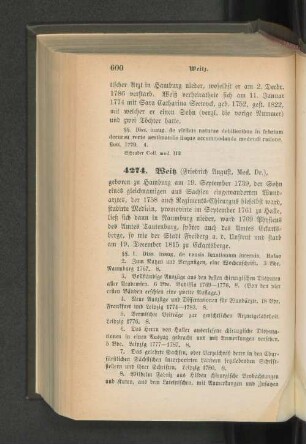 4274. Weitz (Friedrich August, Med. Dr.)