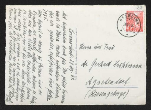 Brief von Richard Katz an Gerhart Hauptmann und Margarete Hauptmann