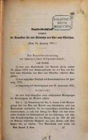 Amtliche Sammlung der Bundesgesetze und Verordnungen der Schweizerischen Eidgenossenschaft. 10, 10. 1872, b