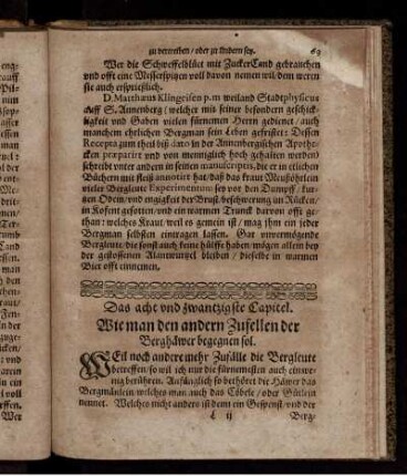 Das acht und zwantzigste Capitel. Wie man den andern Zufellen der Berghäwer begegnen soll