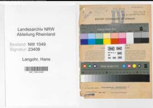 Entnazifizierung Hans Langohr , geb. 27.02.1907 (Arbeiter)