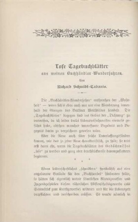 Lose Tagebuchblätter aus meinem Buchhändler-Wanderjahren