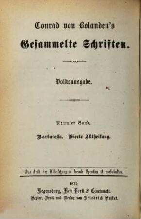Conrad von Bolanden's Gesammelte Schriften. 9, Barbarossa ; Th. 4 : historischer Roman