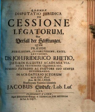 Disp. iur. de cessione legatorum