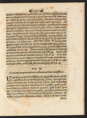 Aph. IX. Gratiam praeparantem in illuminatione consistere