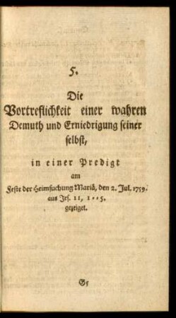 Die Vortrefflichkeit einer wahren Demuth und Erniedrigung seiner selbst