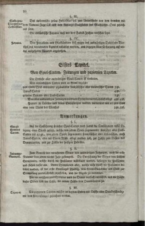Eilftes Capitel. Von Spiel-Carten, Zeitungen und papiernen Tapeten.