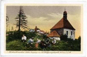 Krupka. Mückentürmchen und St. Wolfgangskapelle