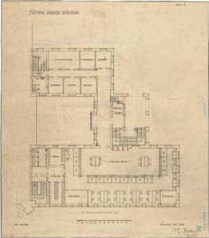 Fischer, Theodor; Würzburg, Münsterplatz; Sparkasse - Grundriss 1. OG