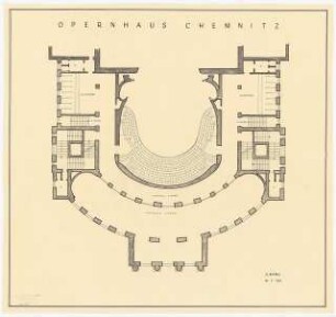 Opernhaus, Chemnitz Wiederaufbau: Grundriss 2. Rang 1:100