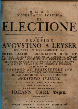 Diss. iur. de electione