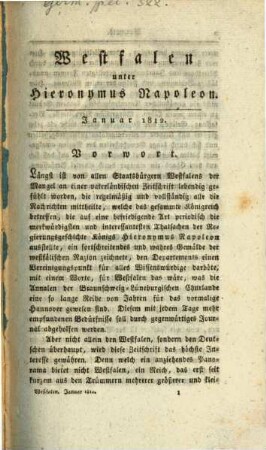 Westfalen unter Hieronymus Napoleon. 1, 1. 1812