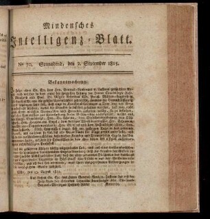 Mindensches Intelligenz-Blatt