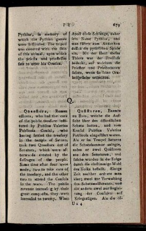Q : Quaestora = Quästoren – Quirites = Quiriten