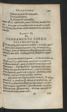 Caput II. De Fundamento Formae Syllogisticae.