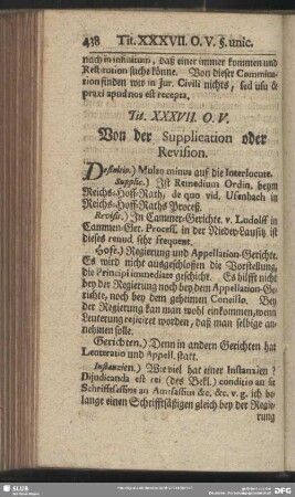 Tit. XXXVII. O. V. Von der Supplication oder Revision