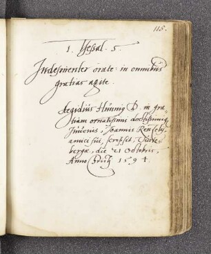 Aegidius Hunnius. – Incipit: Indesinenter orate, in omnibus gratias agite [Thessalonicenses 5]. – Wittenberg, 21.10.1594