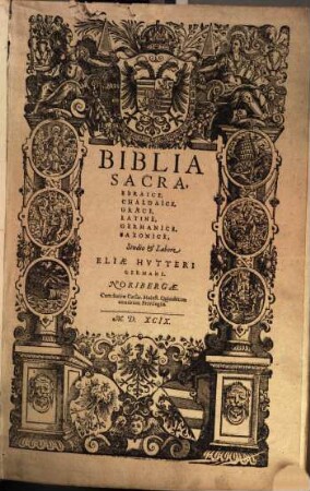 Biblia Sacra, Ebraice, Chaldaice, Graece, Latine, Germanice, Saxonice