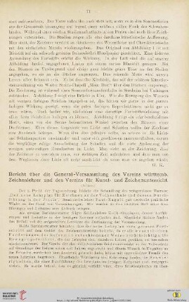 Bericht über die General-Versammlung des Vereins württemb. Zeichenlehrer und des Vereins für Kunst- und Zeichenunterricht