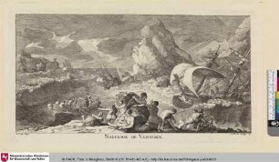 Marines et suite de Galeres ou sont Representez samblables sujets de Vaisseaux, Bl. 6: Naufrage de Vaisseaux