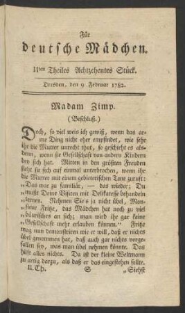 IIten Theiles Achtzehentes Stück