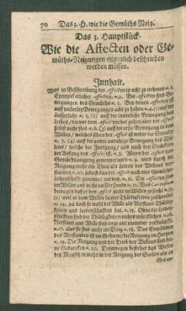 Das 3. Hauptstück. Wie die Affecten oder Gemüths-Neigungen eigentlich beschrieben werden müssen.