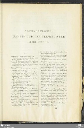 Alphabetisches Namen- und Capitel-Register zu Abtheilung III