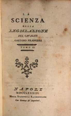 La Scienza della Legislazione, 3