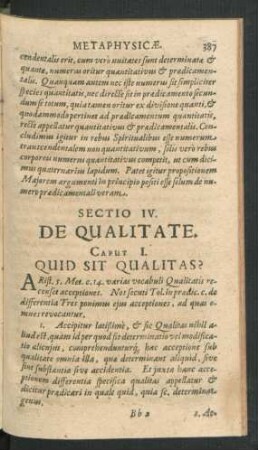 Sectio IV. De Qualitate.
