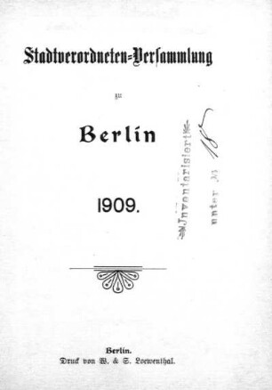 1909: Stadtverordnetenversammlung der Stadt Berlin