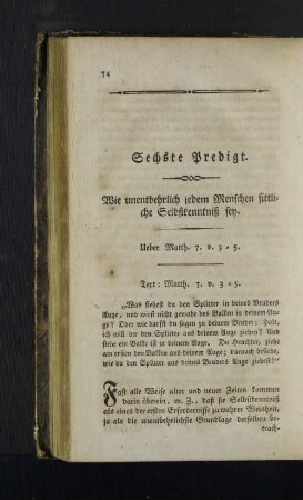 Sechste Predigt.