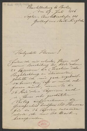 Brief an B. Schott's Söhne : 27.07.1886