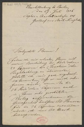 Brief an B. Schott's Söhne : 27.07.1886