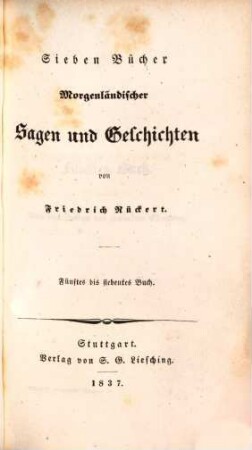 Sieben Bücher Morgenländischer Sagen und Geschichten, 2. (1837)