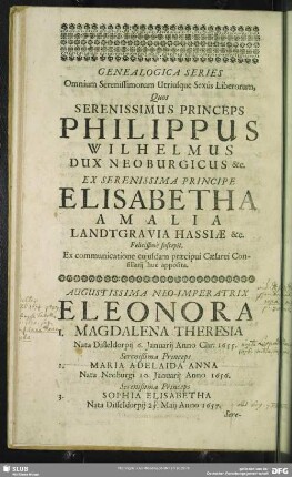 Genealogica Series Omnium Serenissimorum Utriusque Sexus Liberorum …