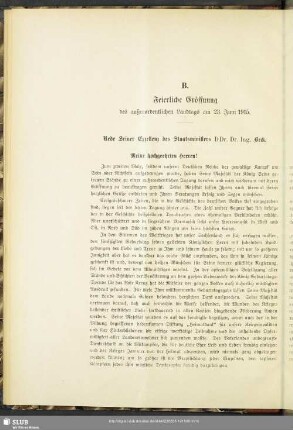 B. Feierliche Eröffnung des außerordentlichen Landtags am 23. Juni 1915
