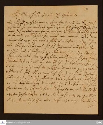 Brief von August Hermann Francke an [Johann Clamp].